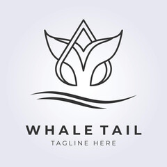 Line art logo Whale tail vector illustration design