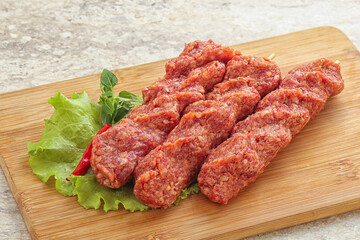 Raw beef kebab minced meat