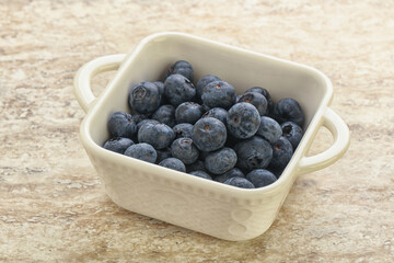 Sweet ripe blueberry heap in the bowl