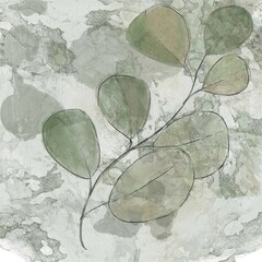 Digital watercolor eucalyptus.Hand drawn,botanical illustration,print.