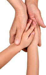 Elderly and Child Hands Holding Together