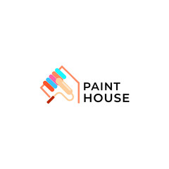 ILLUSTRATION ABSTRACT HOUSE WITH PAINT. HOME DECORATION SIMPLE MINIMALIST LOGO ICON TEMPLATE DESIGN VECTOR