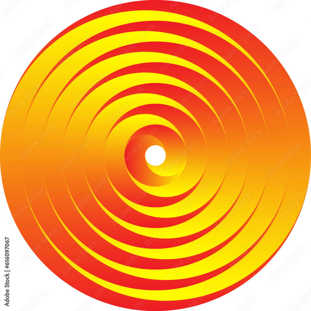 Poster 3d optical illusion orange and red gradient swirl pattern circle isolated on white background. circu