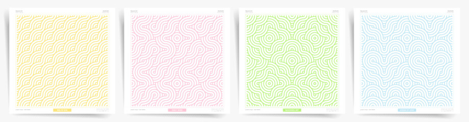 Fototapeta Minimal cover design. Summer wave seamless pattern set. Abstract line pattern design background. obraz