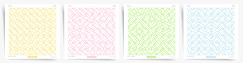 Foto op Plexiglas Minimal cover design. Summer wave seamless pattern set. Abstract line pattern design background. © Takoyaki Shop