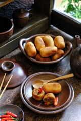 combro, Indonesian traditional cake made from cassava and oncom