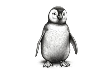 Obraz premium Cute Penguin drawing on white background - generative AI