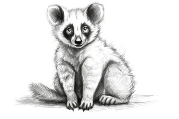 Cute Lemur drawing on white background - generative AI