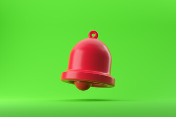 Red bell on a green background. 3d rendering