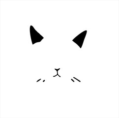 minimalist illustration design, cat head icon image, in linear style