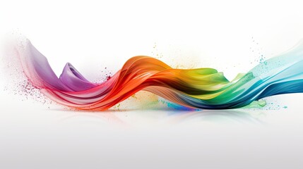 Fototapeta na wymiar glittering rainbow abstract air paint wave on white background banner, Generative AI