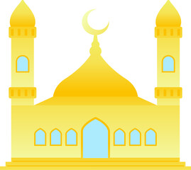 Mosque vector illustration. Shiny mosque icon for sign and symbol of muslim worship place. Mosque gradient icon of islam religion and muslim faith. Place of muslim to pray