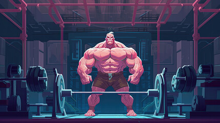 strong man bodybuilder deadlift workout power masculinity - by generative ai