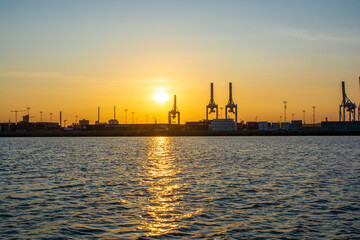 Denmark - Aarhus city harbor front at sunset