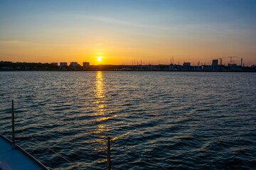 Denmark - Aarhus city harbor front at sunset