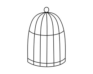 Hand drawn cute outline illustration of cage. Flat vector feelings and emotions prohibition in colored doodle style. Restriction, taboo concept sticker, icon or print. Isolated on white background.