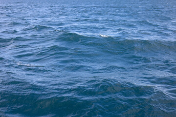 Naklejka na ściany i meble Blue sea water surface texture. Blue ocean summer