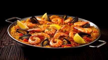 typical spanish paella, mediterranean food and diet