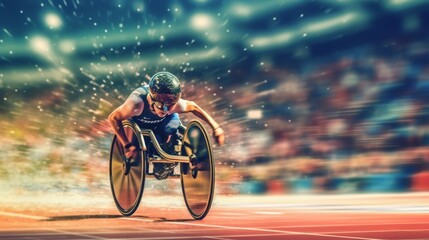 wheelchair athlete running and competing