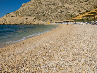 Pebble beach in Stara Baska, Croatia