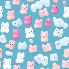 Seamless Marshmallows. Digital paper. Generative ai digital illustration.
