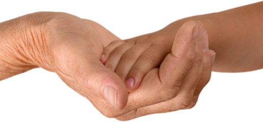 Elderly and Child Hands Holding Together