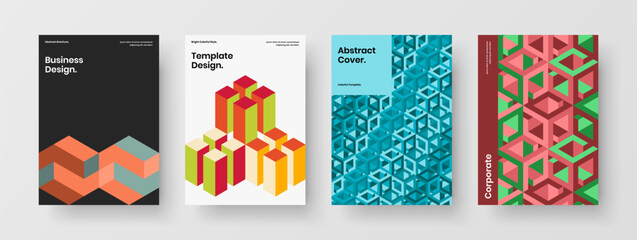 Creative geometric tiles catalog cover layout composition. Original postcard A4 design vector illustration collection.