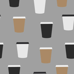 Pattern coffee in cups coffee beans americano espresso cardboard illustration