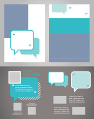 Social media marketing blank brochure design elements set. Promotional message. Printable poster with customized copyspace. Kit with shapes and frames for leaflet decoration. Arial Regular font used