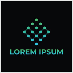 Abstract letter V OR W  logo design template,Technology abstract dot connection cross vector logo icon circle logotype