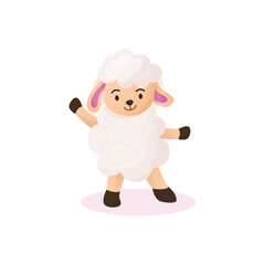 Cute sheep doodle cartoon with smile expression celebrate eid al adha