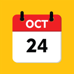 calender icon, 24 october icon with yellow background