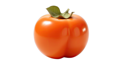 Fuyu persimmon fruit isolated on transparent background created with generative AI technology
