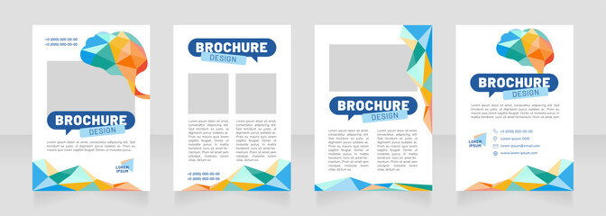 Psychological help blank brochure design. Template set with copy space for text. Premade corporate reports collection. Editable 4 paper pages. Barlow Black, Regular, Nunito Light fonts used