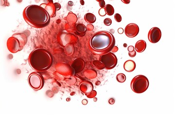 blood cells isolated on white background. Generated by AI.