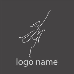 ballet dancer logo with dotted line,vector illustration