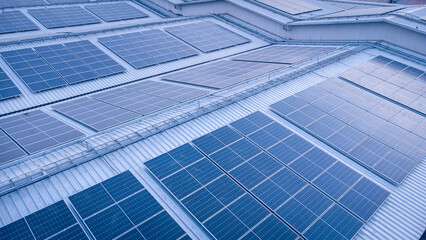 Future green energy and sustainable electricity resource concept. Outdoor focus on solar panels on...