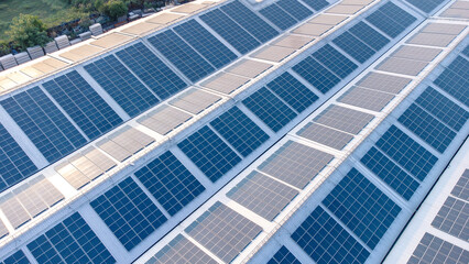 Future green energy and sustainable electricity resource concept. Outdoor focus on solar panels on...
