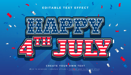Happy 4 July 3D editable text effect, suitable for promotion, product, headline