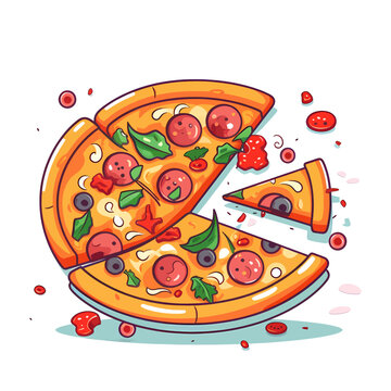 Freshly baked pizza. Image of delicious pizza. Vector illustration. Generated AI