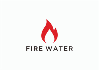 fire with water logo design vector silhouette illustration