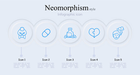 Combatting Obesity Icon. Weight management, healthy lifestyle, balanced diet, physical activity, exercise routines. Neomorphism style. Vector line icon