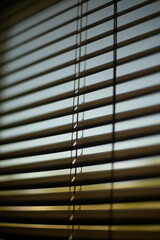 Blinds on window. Interior details. Window in room.
