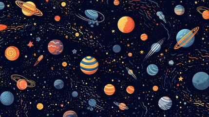Vector space background . Cute flat style template with Stars in Outer space Generative AI