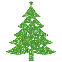 Fototapeta premium Green christmas tree glitter on transparent background. Christmas icon.Design for decorating,background, wallpaper, illustration