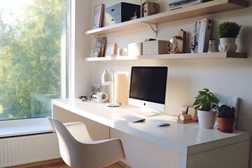 Fototapeta na wymiar Contemporary Home Office Workspace. Generative AI