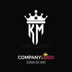 KM letter logo design black backgrounds 