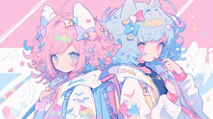 Cute Anime Girl Illustration. Generative AI.