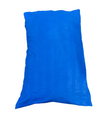 Beautiful blue pillow isolated on white background with clipping path.
