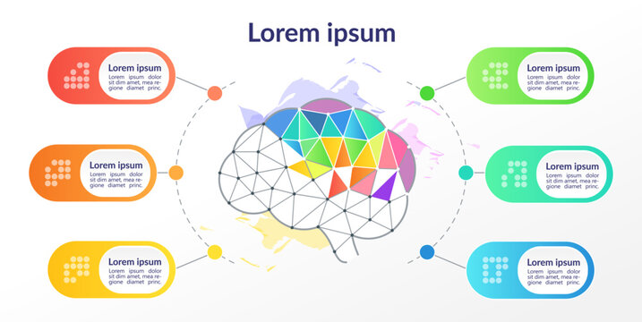 Design thinking infographic chart design template. Abstract infochart with copy space. Instructional graphics with 6 step sequence. Visual data presentation. Arial, Segoe UI Emoji fonts used